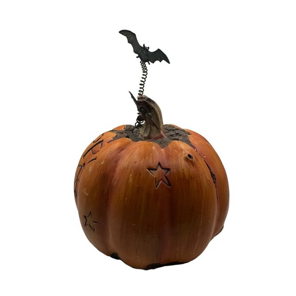 Decorative Halloween Pumpkin With Bats & Web Design - Picture 3 of 6
